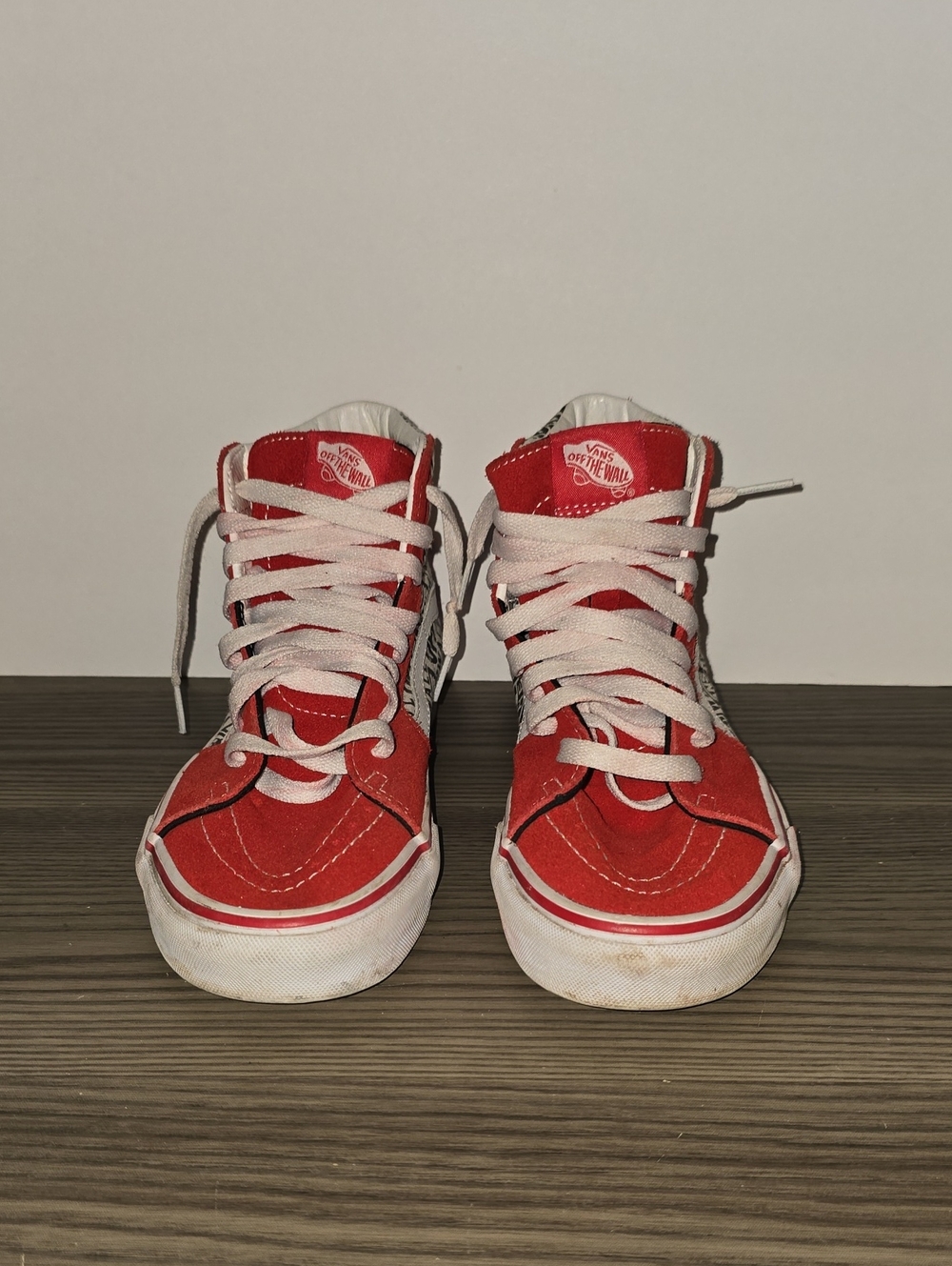 Vans Kids Red High-Top Sneakers with White Laces #125